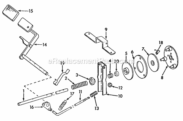 Clutch Diagram and Parts List for 128 2050045U, 2050217U, 2050218U Cub Cadet Lawn Tractor
